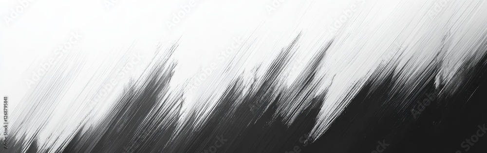Poster pencil strokes create a smooth gradient transition from black to white in an abstract art compositio
