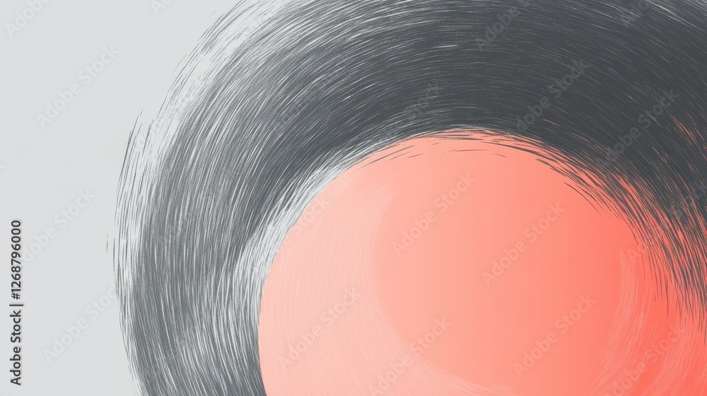 Leinwandbilder abstract gradient circle created with pencil strokes blending shades of orange and gray in an artist