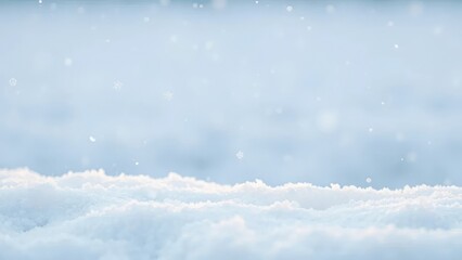 Obraz premium Elegant snowflakes gently fall on the snow-covered ground, winter scenery, gentle flakes, snowflakes