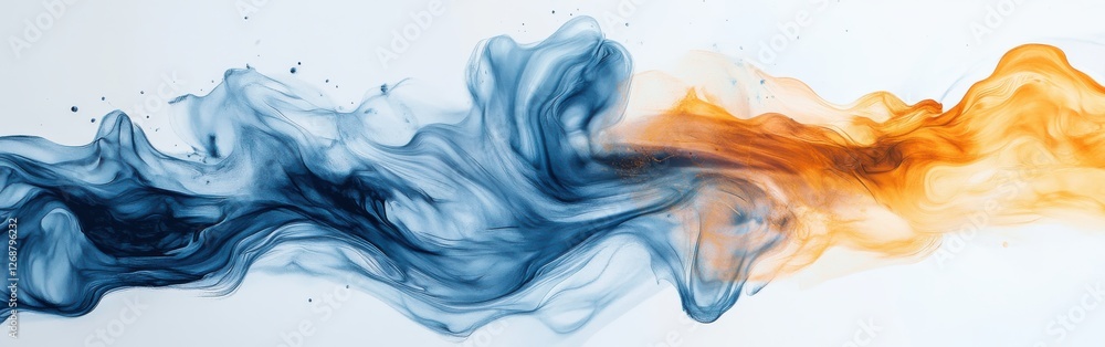 Poster exploring the flow of abstract pencil strokes in blue and orange showcasing unique artistic expressi
