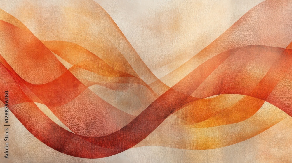 Poster abstract composition of flowing pencil strokes in warm tones creating dynamic movement and depth