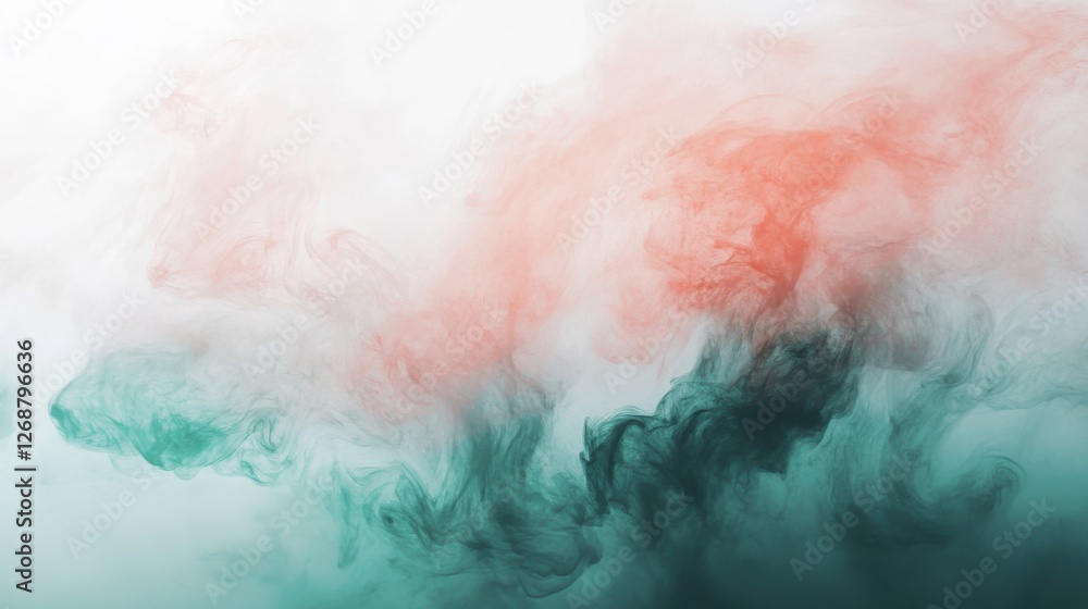 Poster Exploration of muted coral and mint pencil strokes creating an abstract visual conversation in harmonious colors