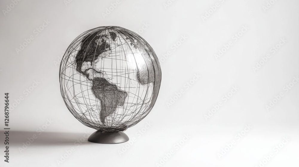 Poster isolated globe with network lines on a simple background