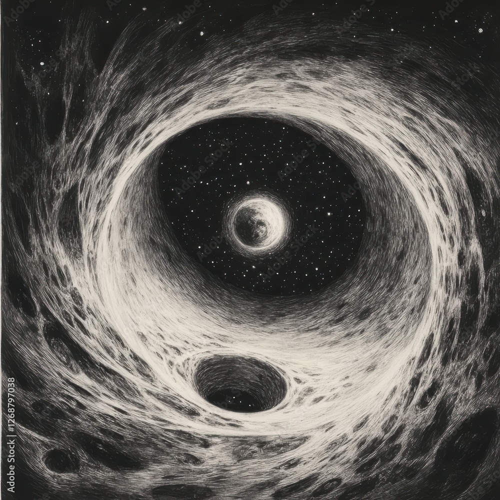 Poster wormhole connecting two distant points in space revealing cosmic wonders and mysteries of the univer