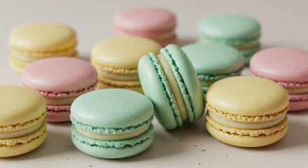 Obraz premium Colorful French Macarons Assortment Delicious and Elegant Pastry Treat