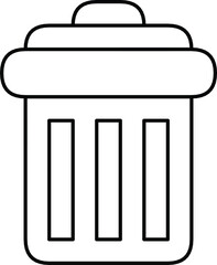 Simple Black and White Trash Bin Icon in Minimalist Style