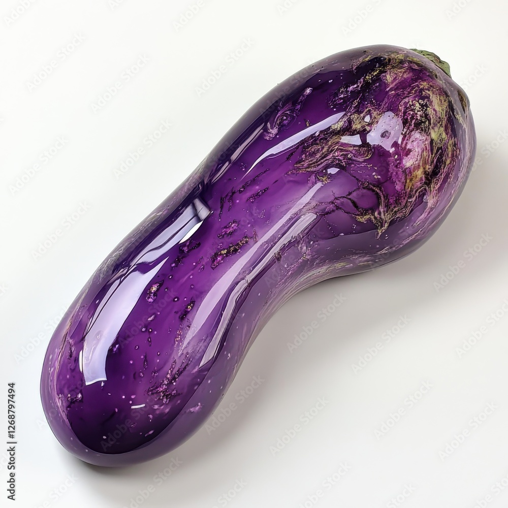 Poster vibrant glossy purple eggplant showcasing its rich color and smooth texture in a bright setting duri
