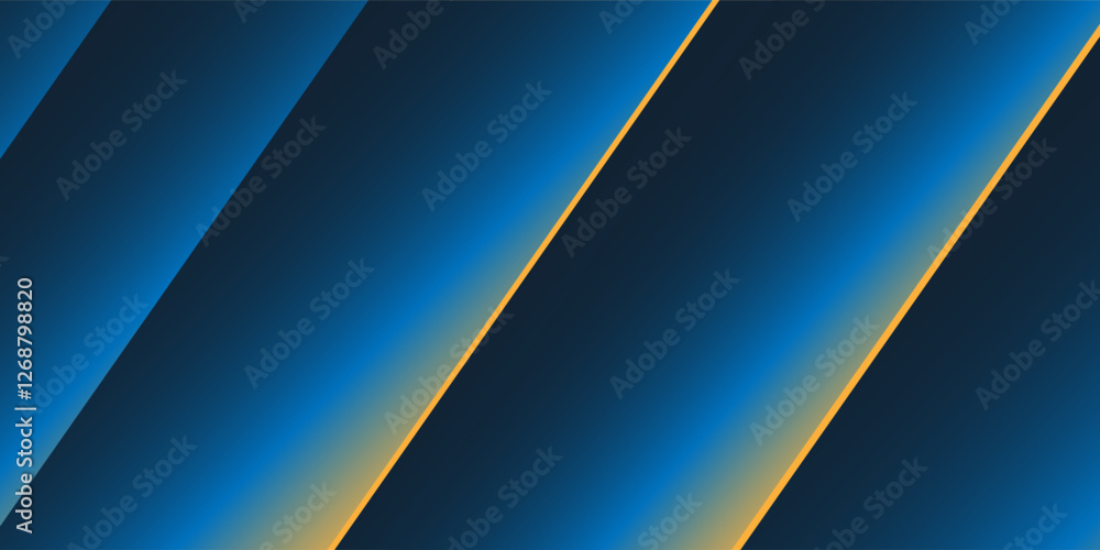 Poster dark blue and yellow abstract glowing gradient texture - slanted lines pattern with lights, 3d effec