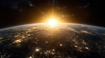 Obraz premium Stunning Sunrise Over Earth from Space