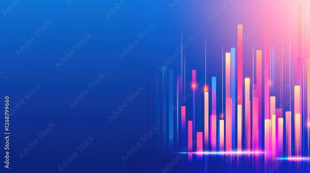 Poster vibrant data visualization with colorful bars and gradients