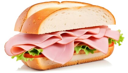 sandwich with ham isolated on white background