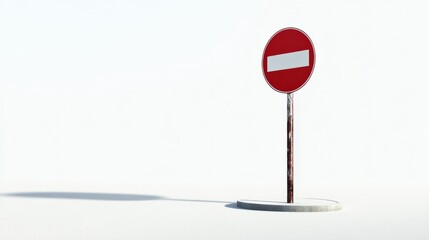 Isolated Road Sign Indicating Restriction on Blank White Background