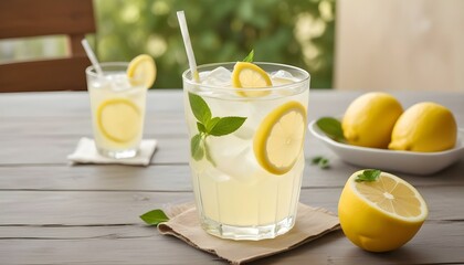 Glass of fresh lemonade on a table