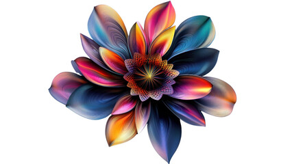 Fototapeta premium Colorful abstract flower blooming with transparent background