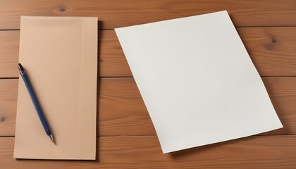 Blank paper with mechanical pencil on wood table
