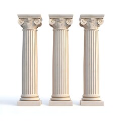 Three Elegant Classical Columns in Minimalist Studio Setting