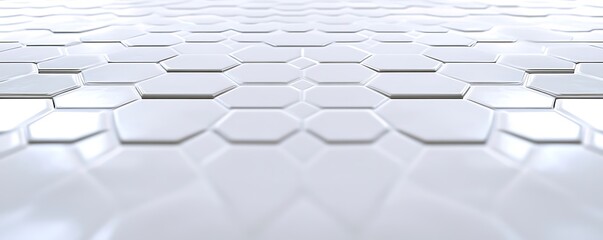 Obraz premium A close-up view of a seamless hexagonal pattern in white, showcasing modern design and geometric shapes, ideal for backgrounds, textures, and digital art projects.