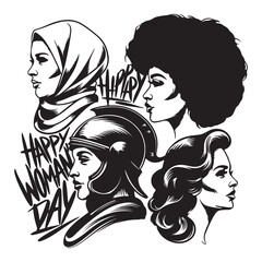 Elegant line art illustration of inspiring women, modern aesthetic, and empowerment for Women's Day