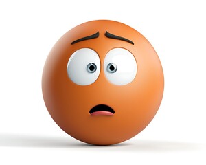 Fototapeta premium Surprised Orange Emoji Character with Big Eyes and Open Mouth