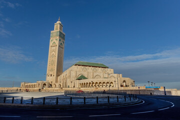 Fototapeta premium The Hassan II Mosque in Casablanca, Morocco, the second largest functioning mosque in Africa