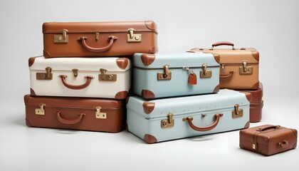 suitcases on white background