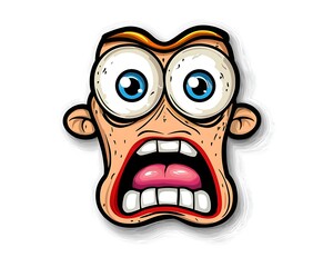 Surprised Cartoon Face with Big Eyes and Open Mouth Expression