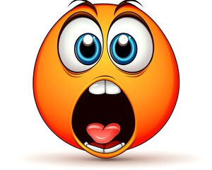 Surprised Emoji with Big Eyes and Open Mouth Expression Illustration