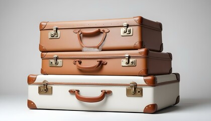 suitcases on white background