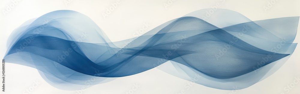 Poster soft arcs of muted blue and gray pencil strokes create a calming wave-like pattern across the canvas