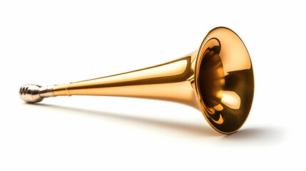 Obraz premium Shiny brass trumpet showcasing its elegant design and craftsmanship.
