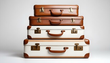 suitcases on white background