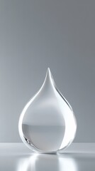 Fototapeta premium Minimalist depiction of a single clear water droplet shape