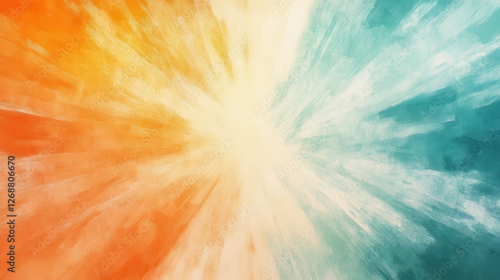 Poster Radiant strokes create a vibrant atmosphere with colors fading from orange to turquoise in a soft abstract design