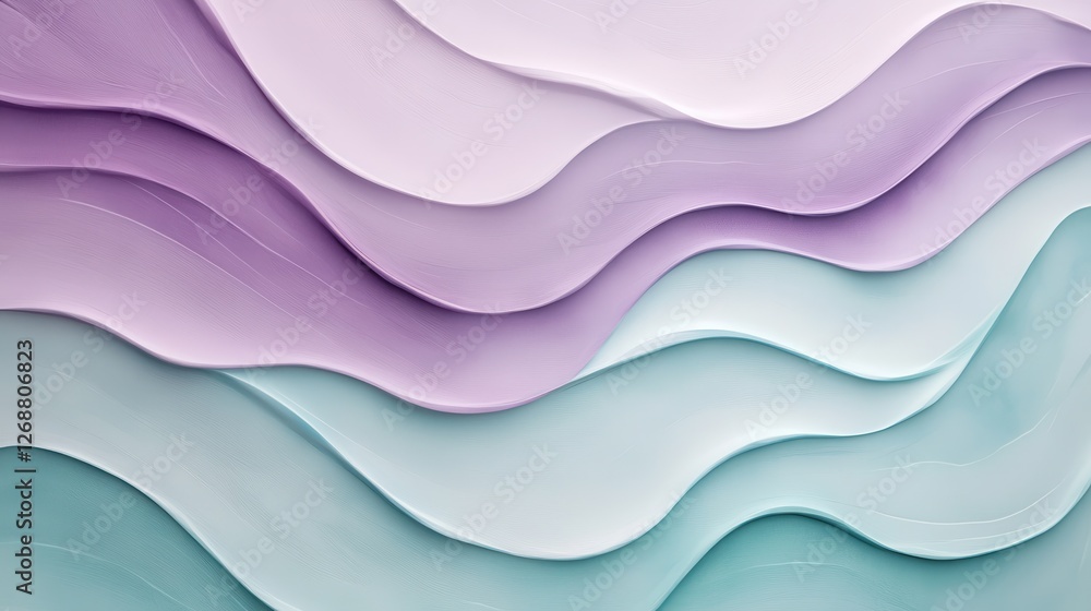 Poster soft pencil strokes create a gentle background with flowing waves in pastel colors reflecting tranqu