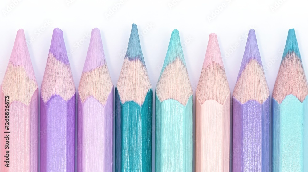 Poster colorful soft pencil strokes create a harmonious pattern of pastels in a calming arrangement on a wh