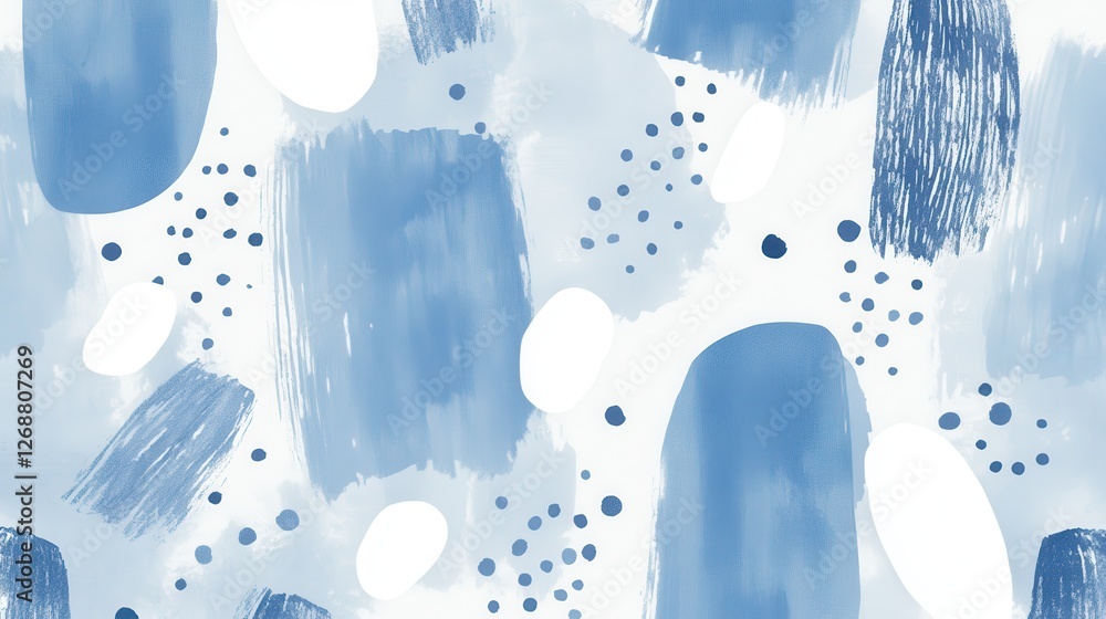 Aufkleber Soft pastel blue strokes create a calming abstract composition with varied textures and shapes