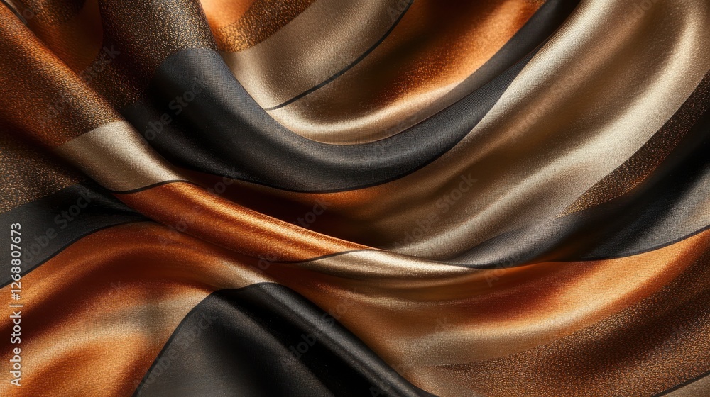 Leinwandbilder smooth liquid-like patterns in bronze and gold fabric create a luxurious visual experience
