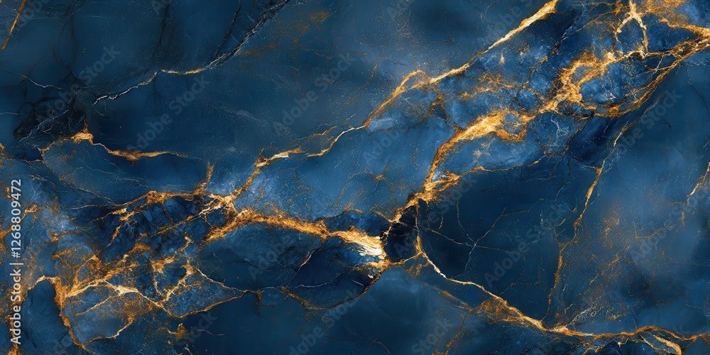 Aufkleber flowing marble texture with deep blue and striking gold veins creating an elegant and luxurious visu