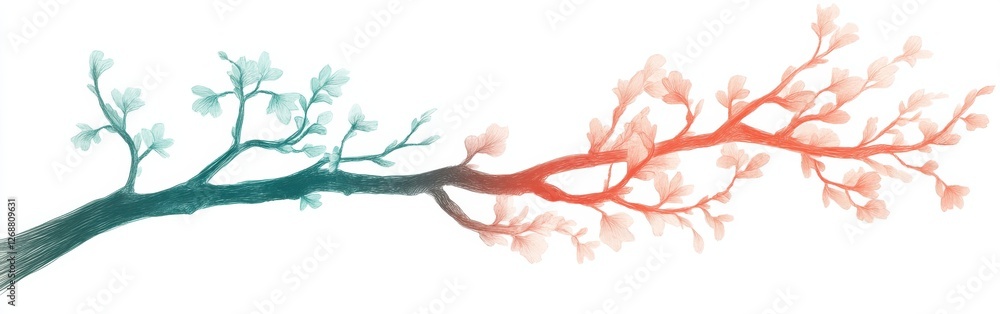 Poster elegant silhouette of a tree branch displaying contrasting colors and delicate leaves against a ligh