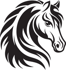 Elegant Monochrome Horse Art with Flowing Mane and Determined Eyes Art & Illustration