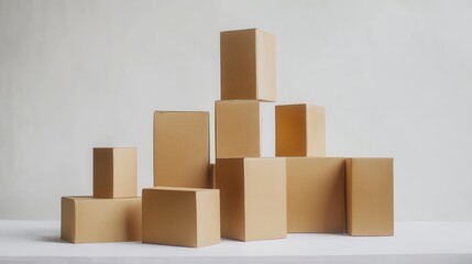 Fototapeta premium Minimalist Shipping Storage Concept with Neatly Stacked Boxes