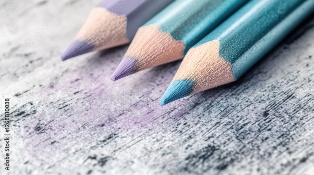Aufkleber elegant pencil strokes in muted teal create an artistic allure on textured paper with layered hues
