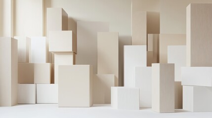 Neatly Aligned Shipping Boxes in Different Heights