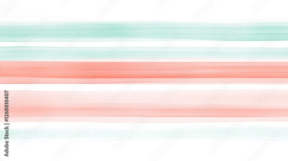 Poster elegant pastel coral and mint horizontal lines create a soothing atmosphere in a minimalist setting