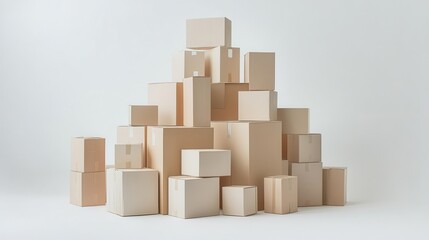Fototapeta premium Stacked Cardboard Boxes in Organized Pile