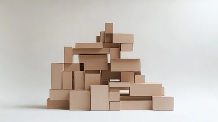 Obraz premium Stacked Brown Shipping Boxes in Various Sizes