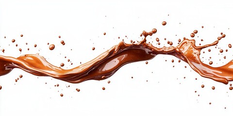 Chocolate splash with futuristic 3d texture of cascading liquid brown in low resolution