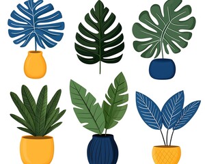 Fototapeta premium Colorful Indoor Plants in Decorative Pots for Modern Home Decor