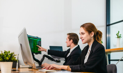Obraz premium Financial Analyst Monitoring Stock Market Data