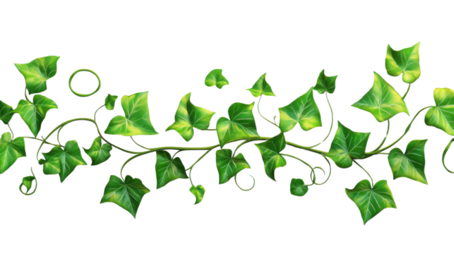 Seamless border of realistic ivy leaves on transparent background - Powered by Adobe